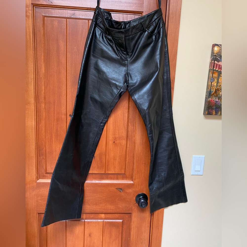 Express brand black leather jeans size 7/8, very gently used, no flaws
